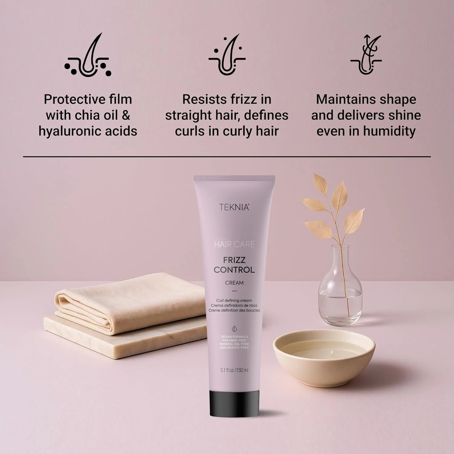 Крем для контроля пушистости волос LAKMÉ Teknia Frizz Control Cream, крем для формирования локонов против пушистости для вьющихся и пушистых волос, 140 мл. — фото 3