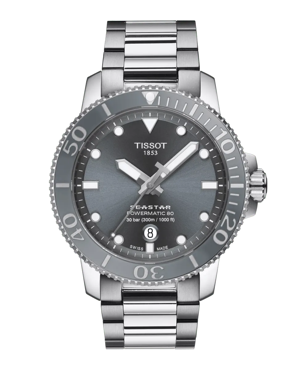 

Часы мужские стальные автоматические из коллекции Seastar Tissot, серебряный