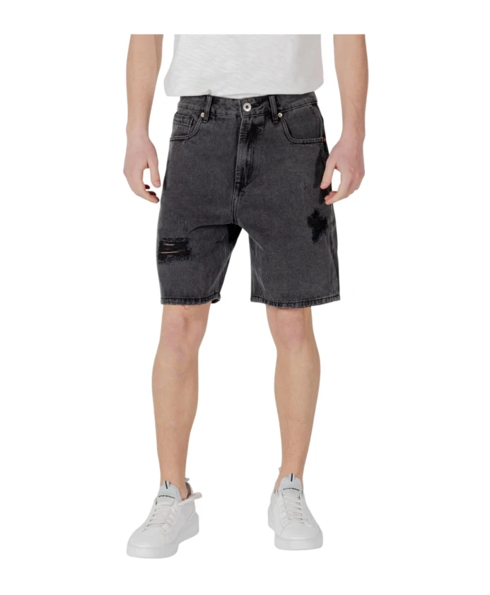 

Черные рваные хлопковые шорты с карманами Gianni Lupo, черный