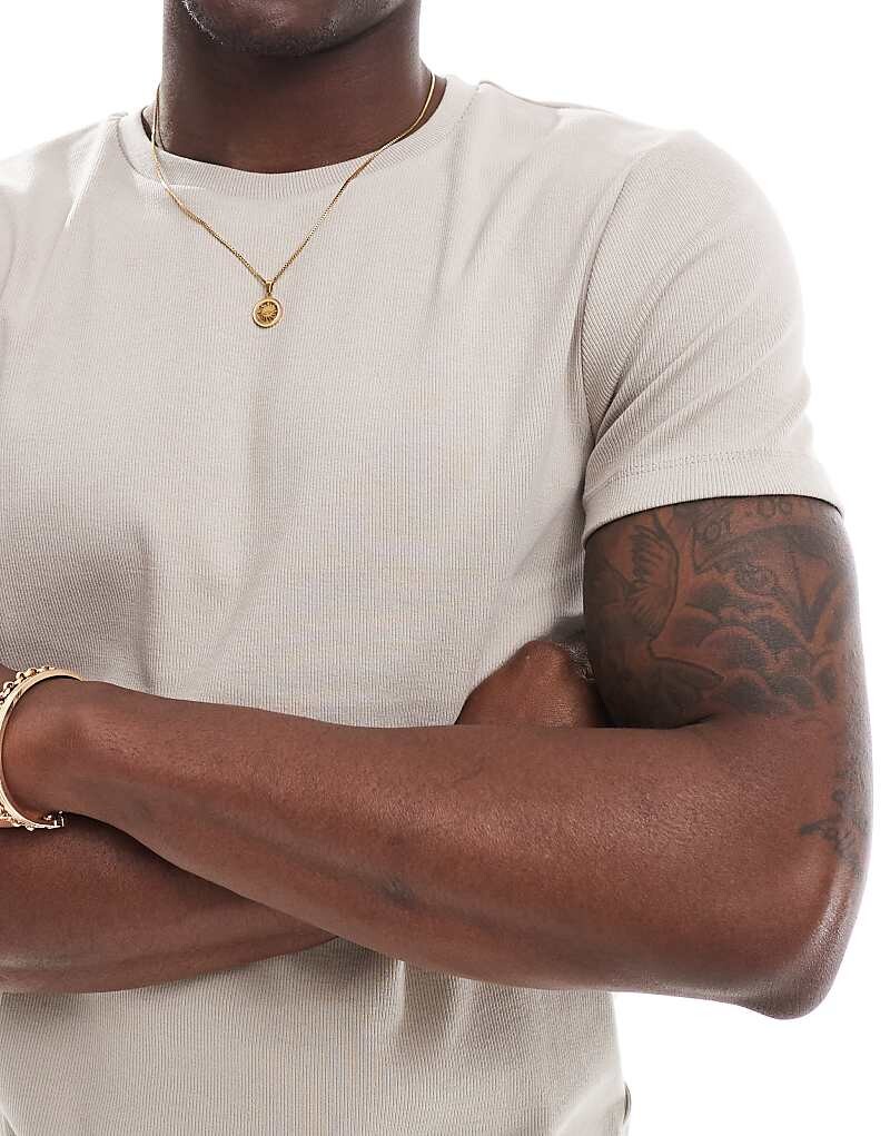 

ASOS DESIGN — Essential — футболка узкого кроя темно-серого цвета в рубчик