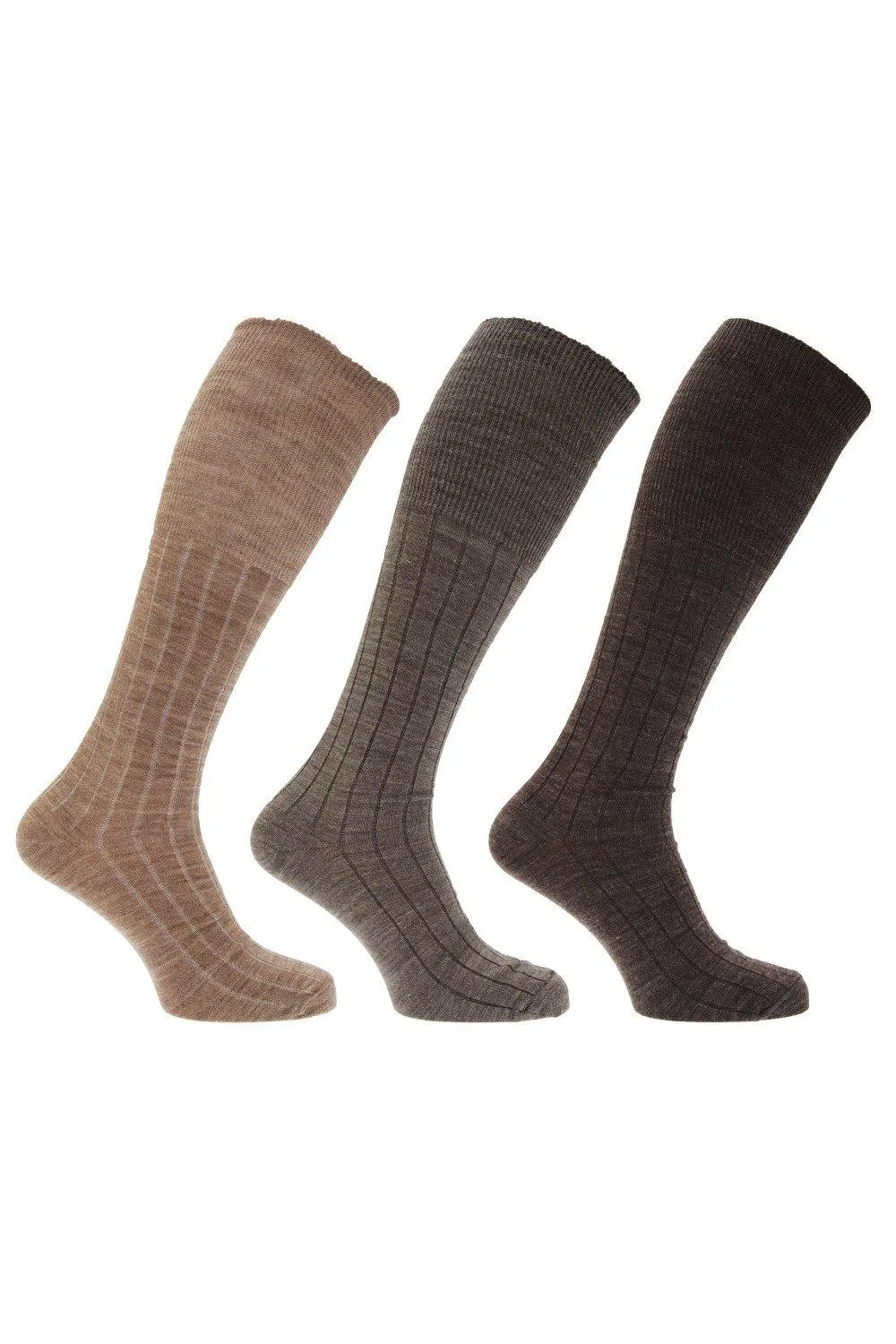 

Длинные носки из овечьей шерсти в рубчик (3 шт.) Universal Textiles, коричневый