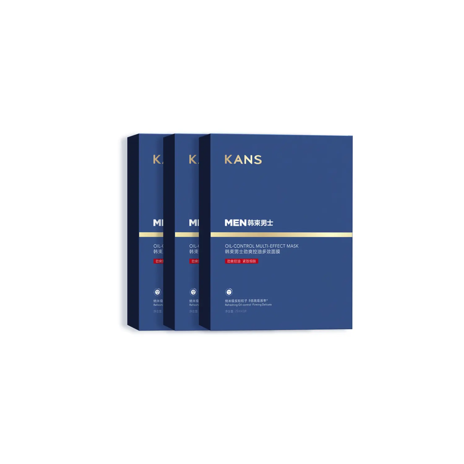 Мужская маска для лица KANS Men Oil-Control Multi-Effect Mask, 5 шт в коробке — фото 2