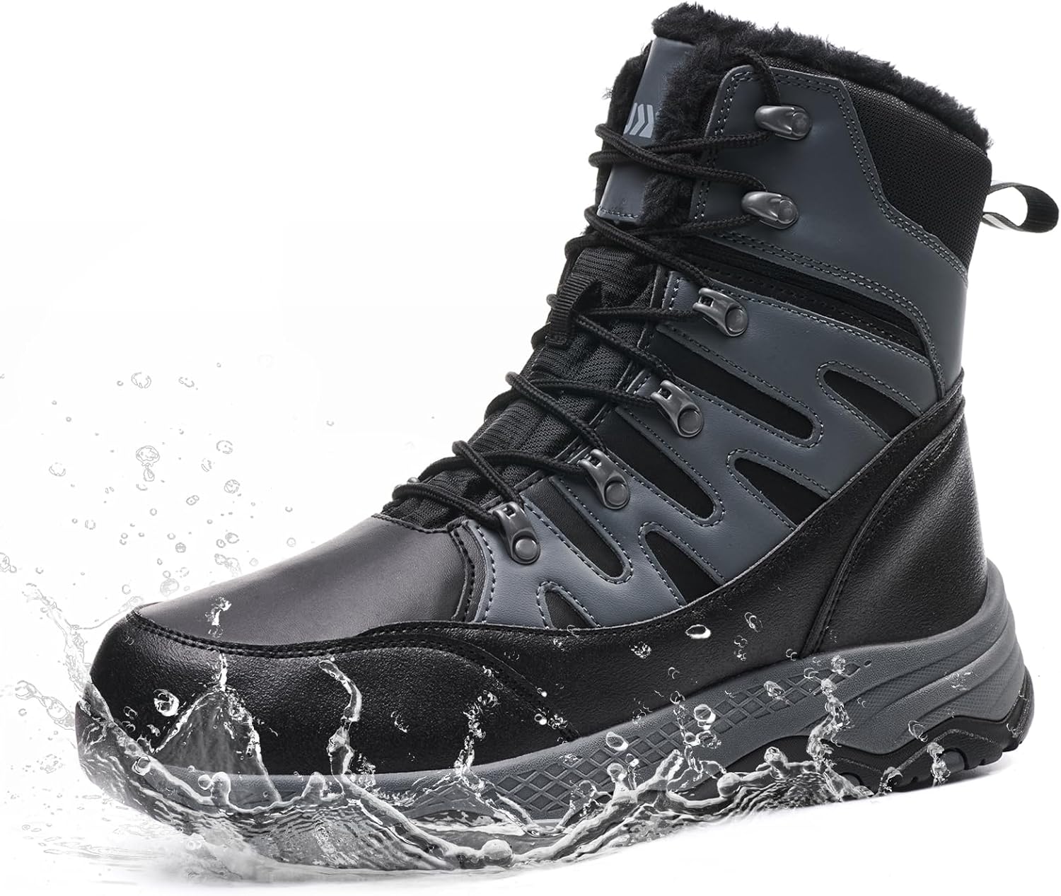 

Мужские зимние сапоги для снега, водонепроницаемые, средние по голени, для походов, прочные, с теплой меховой подкладкой, противоскользящие, теплые обувь для альпинизма Suiyfit, черный