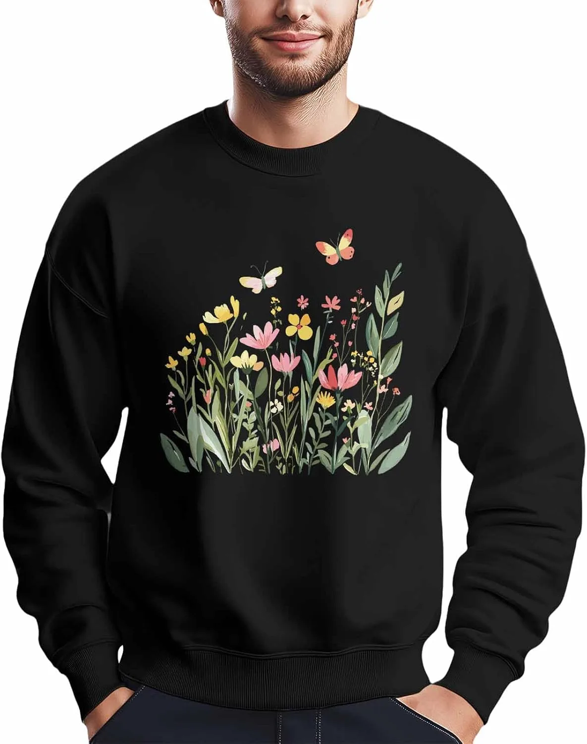 

Мужской свитшот с принтом бабочек и цветов Winvebermior