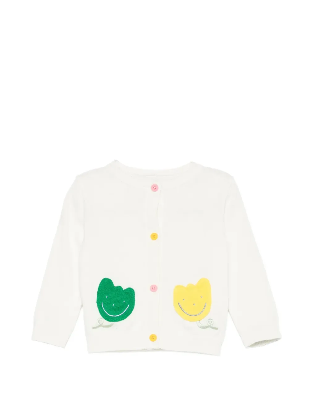 Кардиган из хлопка с узором и накладным карманом Stella McCartney Kids, бежевый