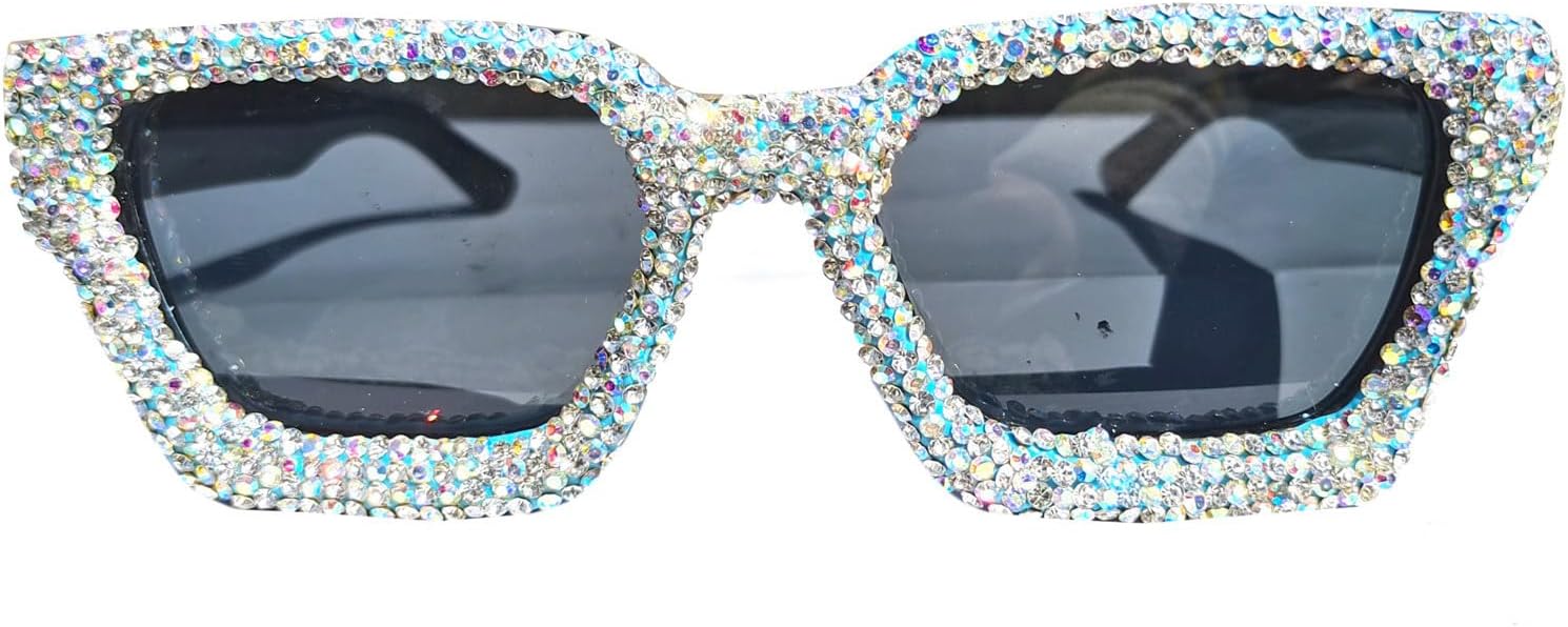 

Солнцезащитные очки Helena Oversized Square Rhinestone Sunglasses for Women, модные, с толстой оправой, защитой от УФ-излучения UV400, футуристические, с бриллиантами, дизайнерские, White