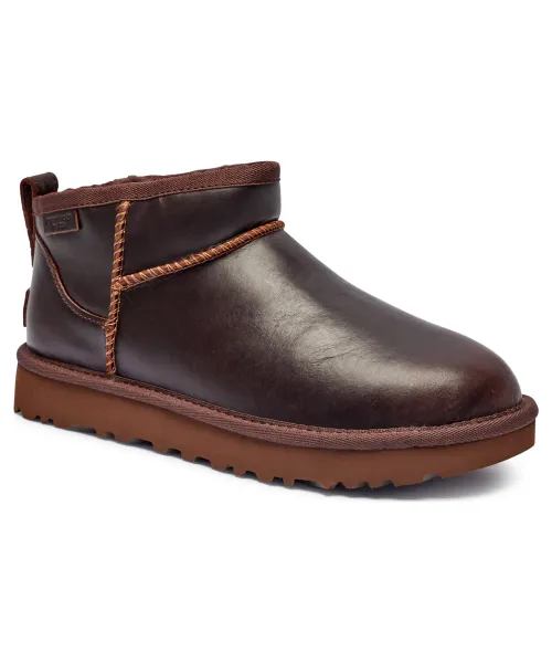 Кожаные зимние ботинки классические ультра мини Ugg, коричневый