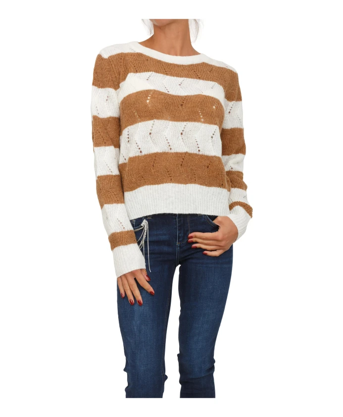 

Полосатый свитер из шерсти и альпаки. Liu Jo, коричневый