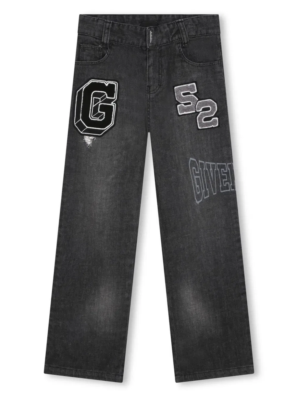 Хлопковые джинсы с вышитым логотипом Givenchy Kids, черный