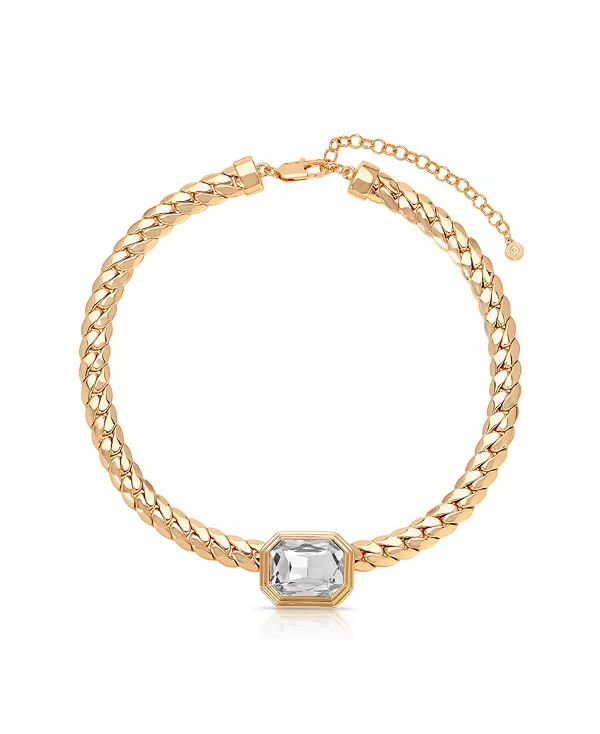 

Ожерелье с кубинской цепочкой в стиле деко с кристаллами Ettika, gold