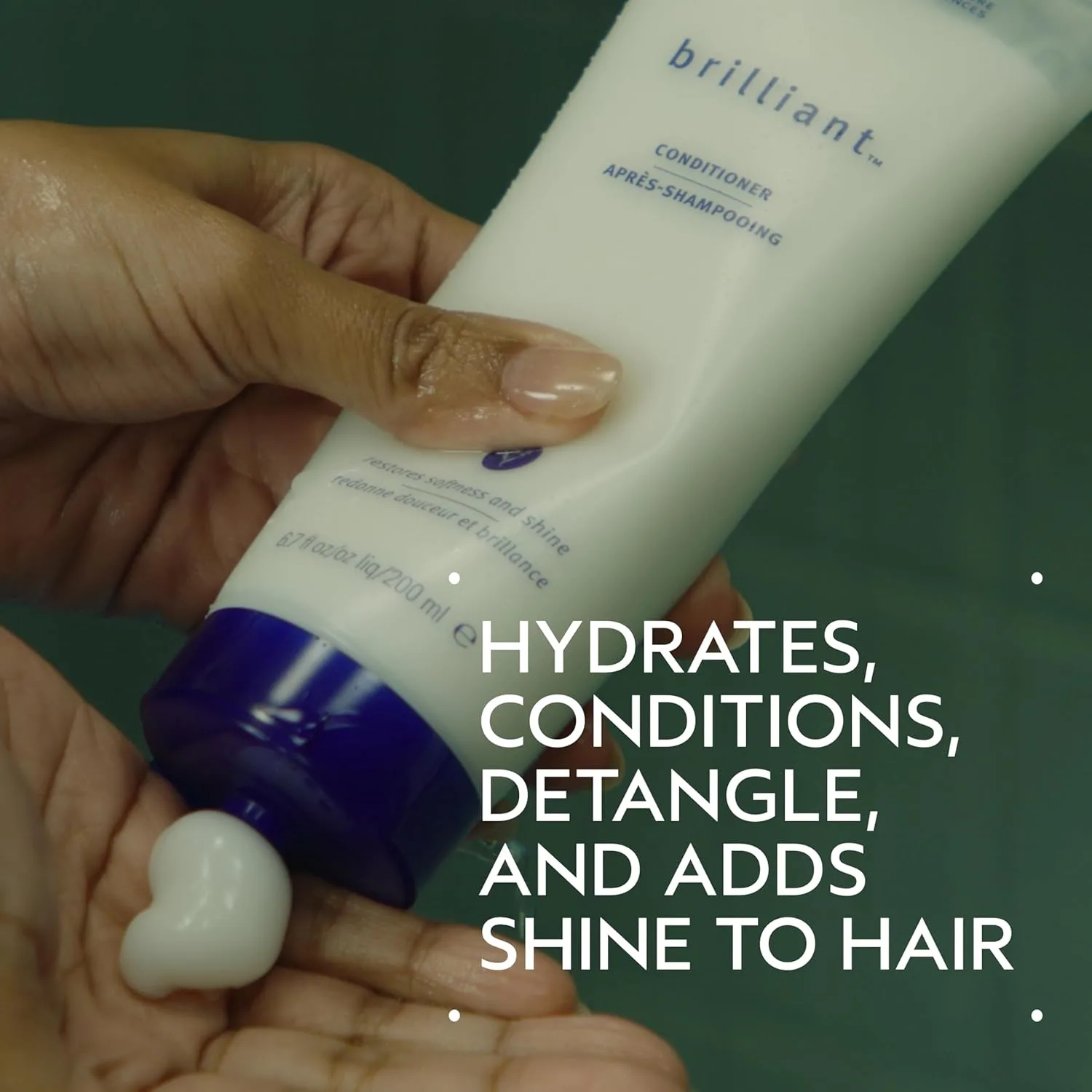 Кондиционер Aveda Brilliant увлажняющий, разглаживающий, для всех типов волос, с маслами жожоба и бабассу, аромат жасмина, розы и гвоздики, 200 мл — фото 2