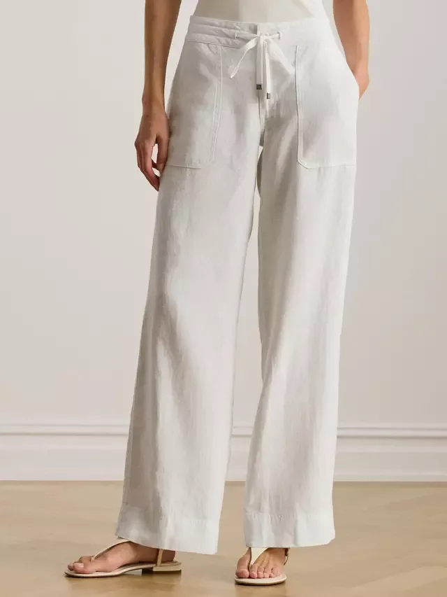 Льняные брюки Lauren Jovonie с широкими штанинами Ralph Lauren, White