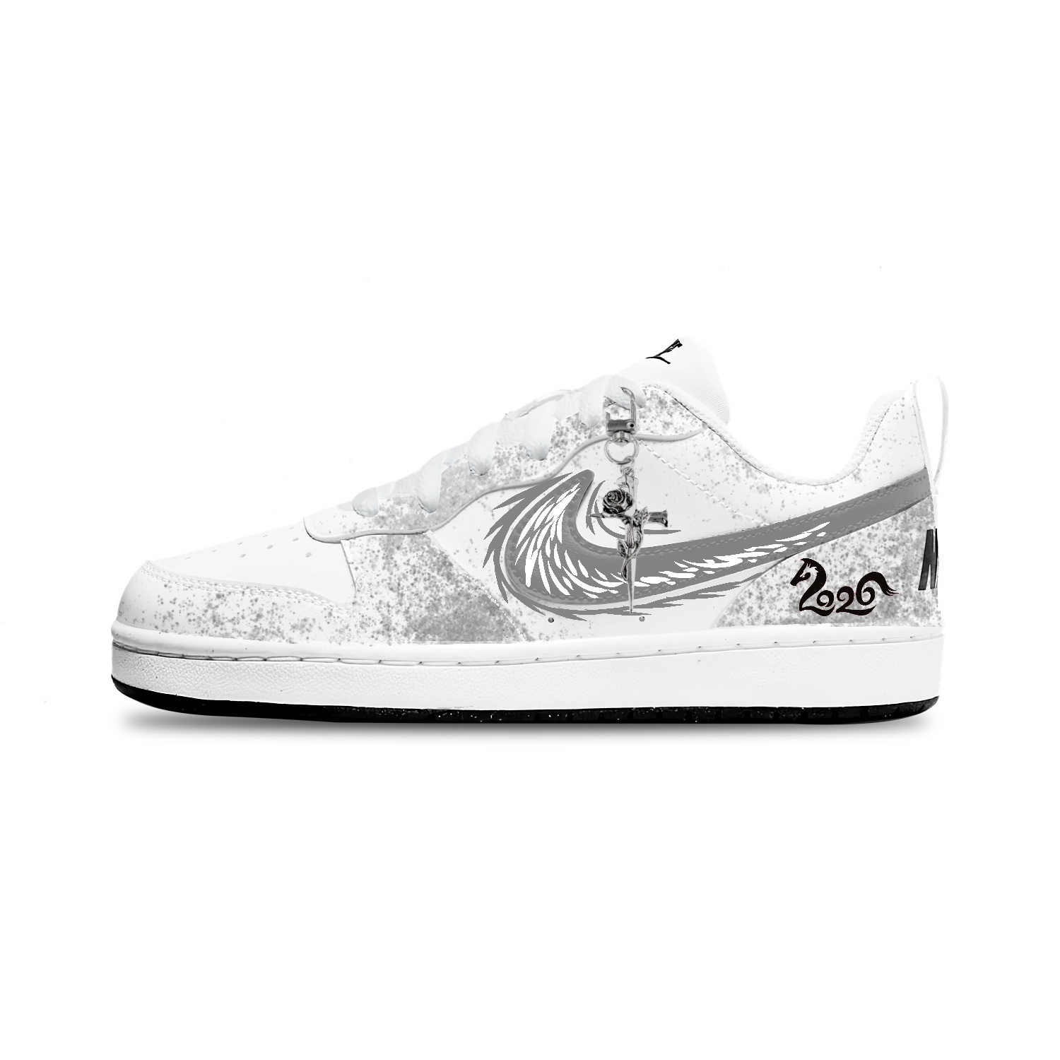 Court Borough устойчивые к истиранию дышащие низкие детские скейтборд-кроссовки Unisex Nike, белый — фото 2