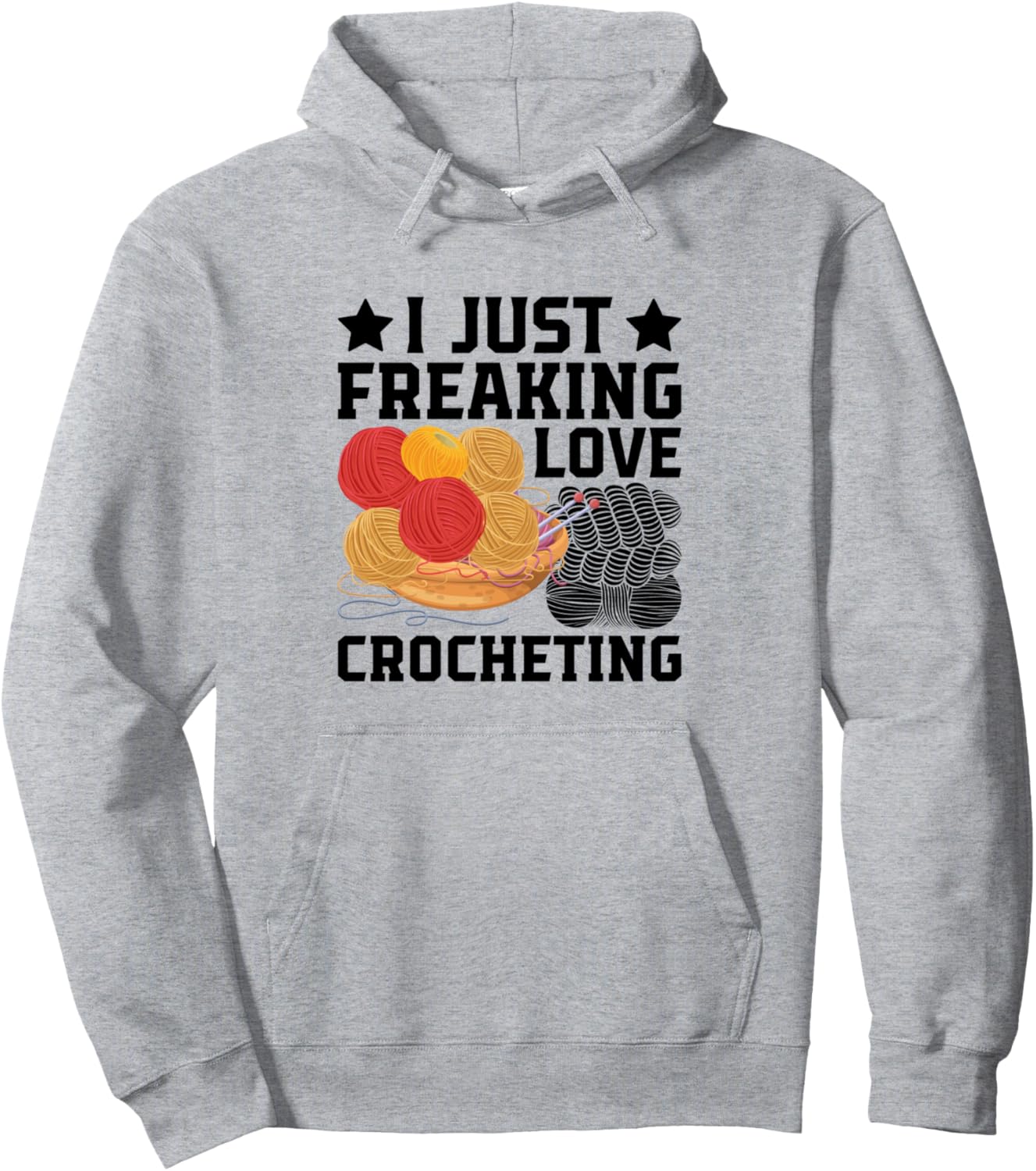 

Я просто обожаю вязание крючком! - Худи для любителей вязания крючком Crochet Lover Crochet Quotes, серый