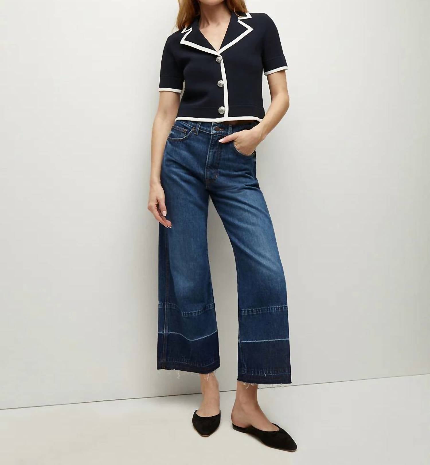 

Укороченные джинсы Taylor Wide Leg W Released Hem In Bright Blue Veronica Beard, синий