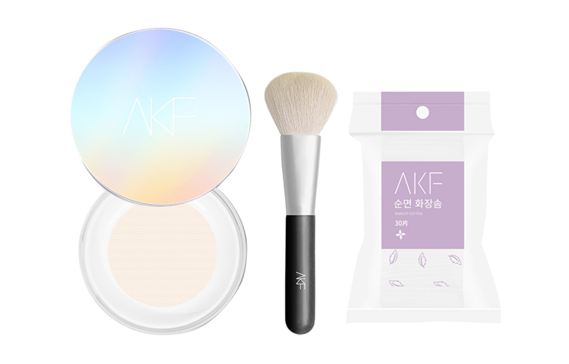 

Набор косметики для женщин AKF, 03 Nude Pink Skin+Loose Powder Brush *1+Cotton Pads *1