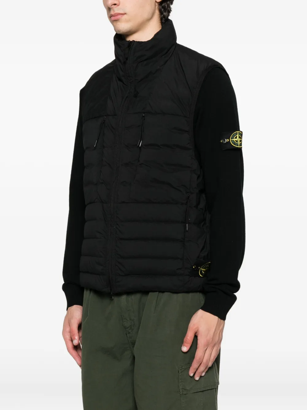 Стеганый жилет с высоким воротником Stone Island, черный — фото 3