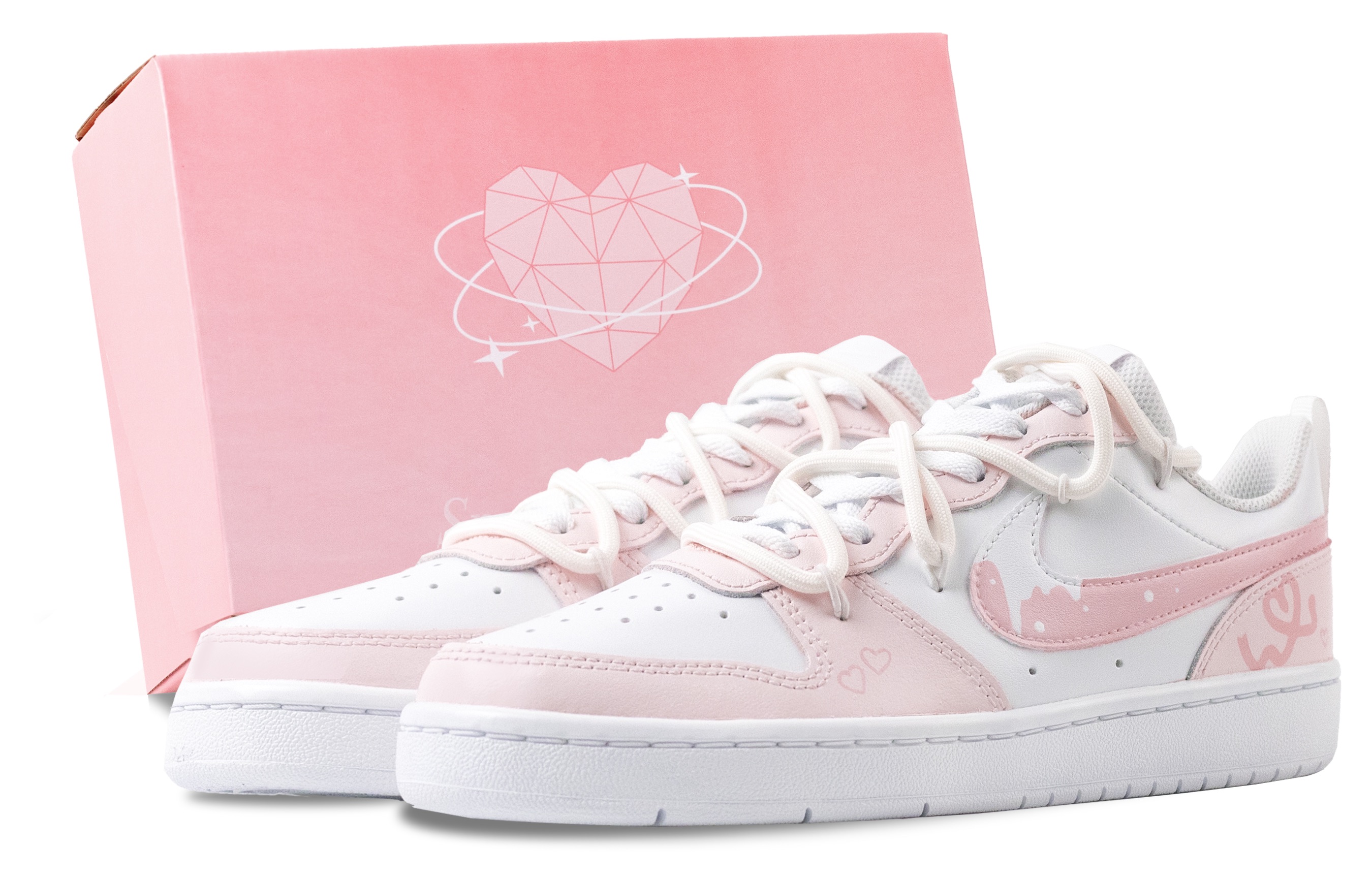 

Детские кроссовки для скейтбординга Court Borough унисекс Nike, белый/розовый