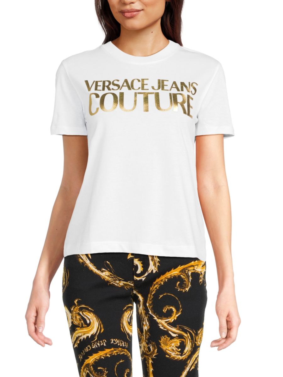 

Футболка с логотипом Versace Jeans Couture, цвет White Gold