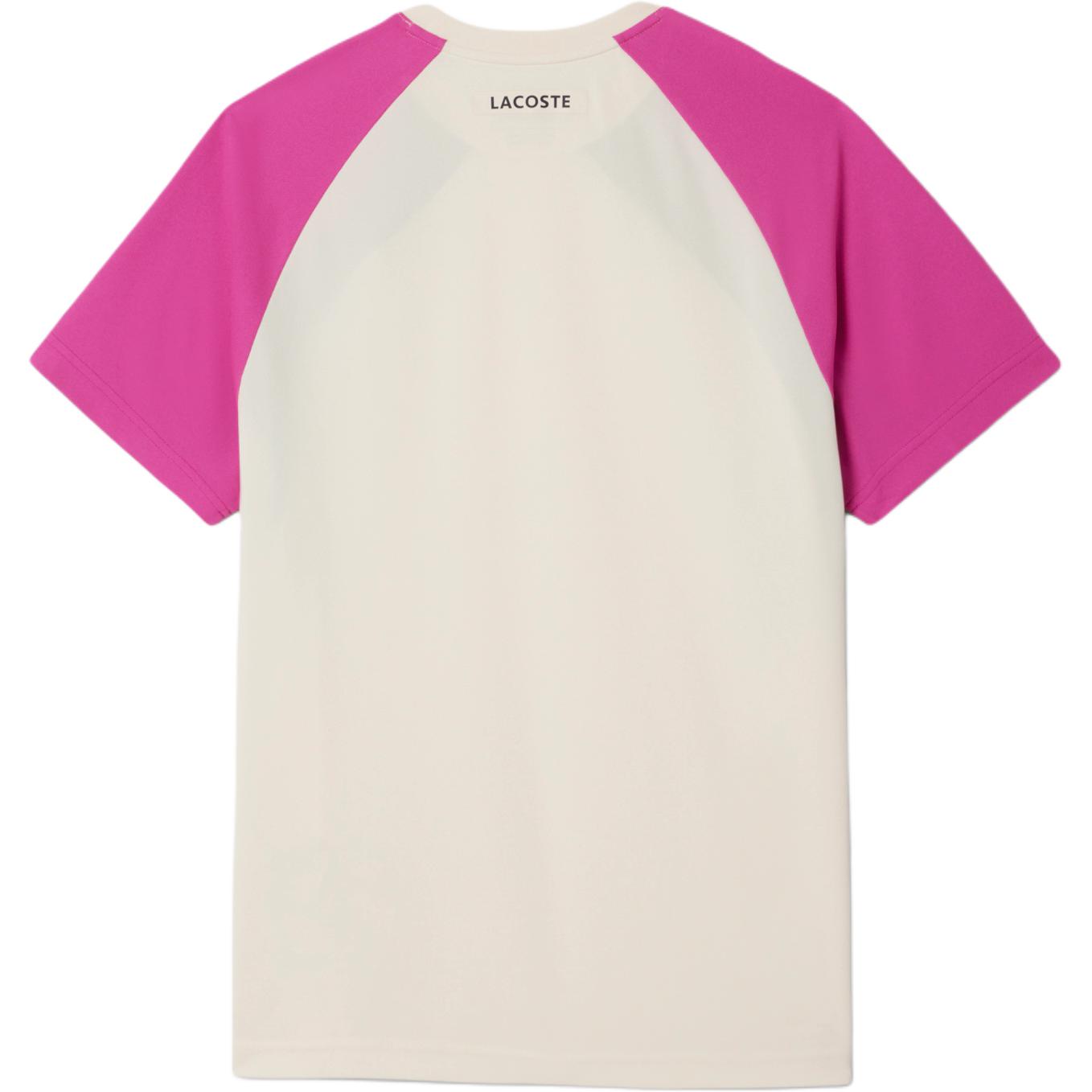 LACOSTE Футболка мужская white/pink/green — фото 3