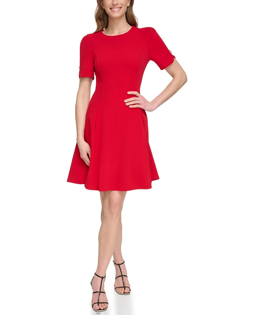 

Короткое платье с короткими рукавами и круглым вырезом DKNY, красный