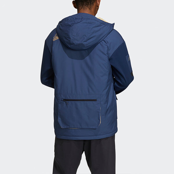Куртка adidas Urban Pad Jkt Outdoor Sports Hooded Jacket Navy Blue, синий — фото 4
