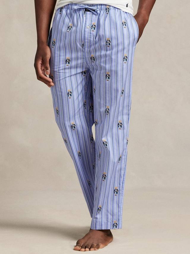 

Хлопковые пижамные штаны в полоску с медвежатами Ralph Lauren, Blue Mid