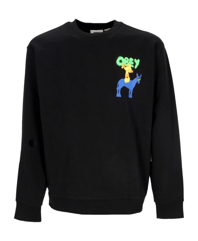 

Высококачественная легкая толстовка с круглым вырезом, черная. Obey, черный