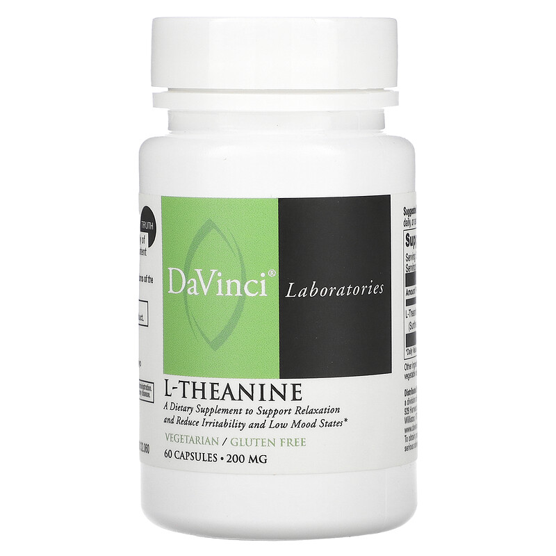 

DaVinci Laboratories, L-теанин, 200 мг, 60 капсул