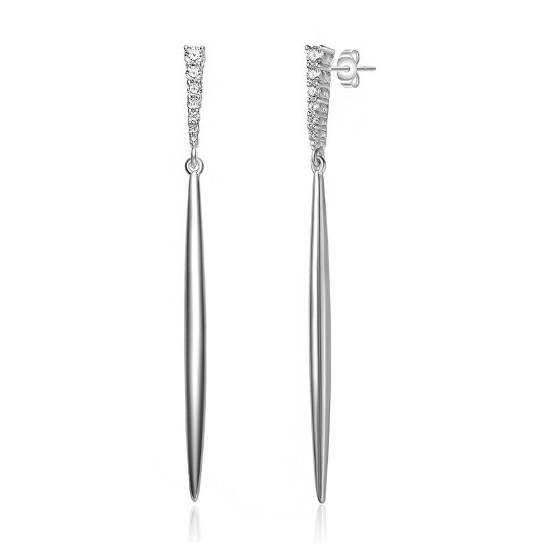 

Серьги-подвески в форме сосульки с родиевым покрытием, фианитами и бриллиантами из стерлингового серебра Genevive, серебряный