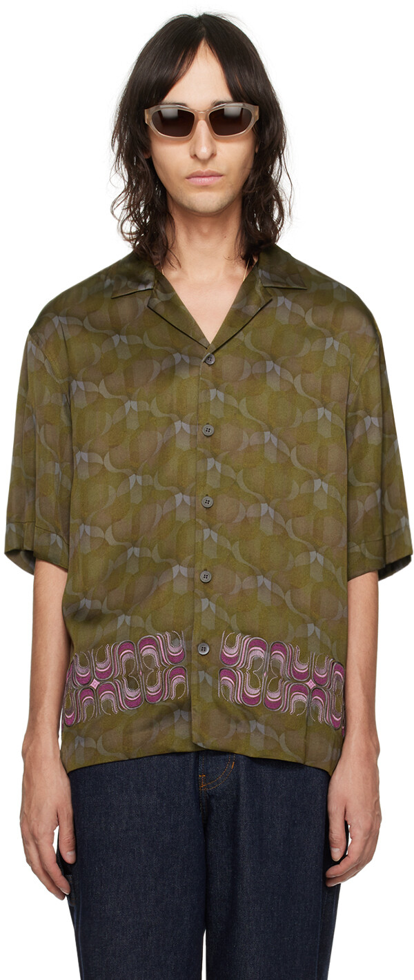 

Рубашка цвета хаки с вышивкой Dries Van Noten