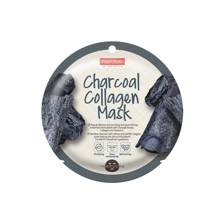 

Purederm, Charcoal Collagen Mask Коллагеновая тканевая маска с активированным углем 20 г