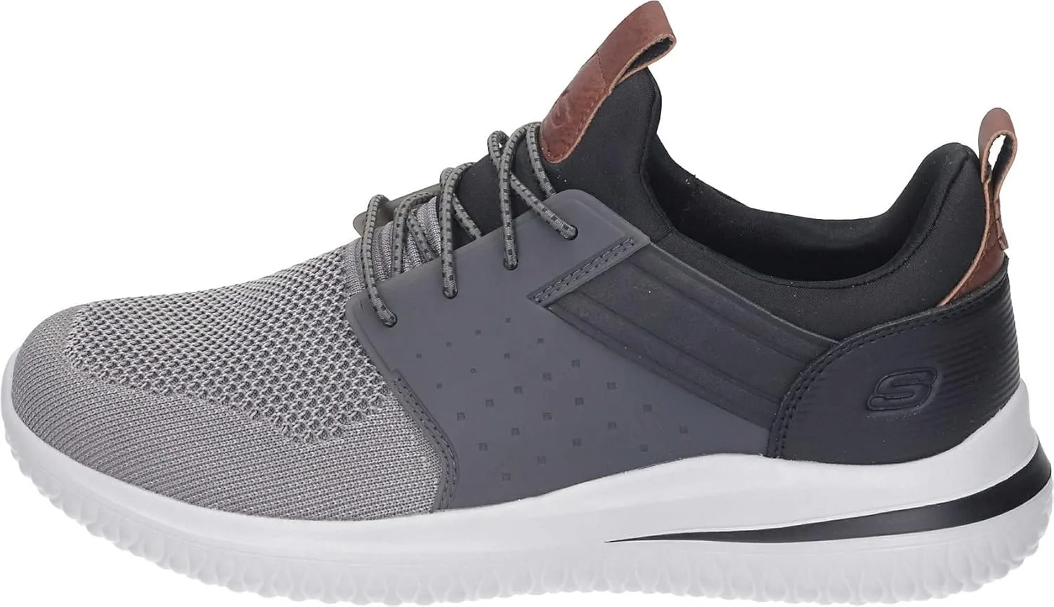 Мужские походные кроссовки Skechers с вязаным верхом и шнуровкой на резинке, черный — фото 2