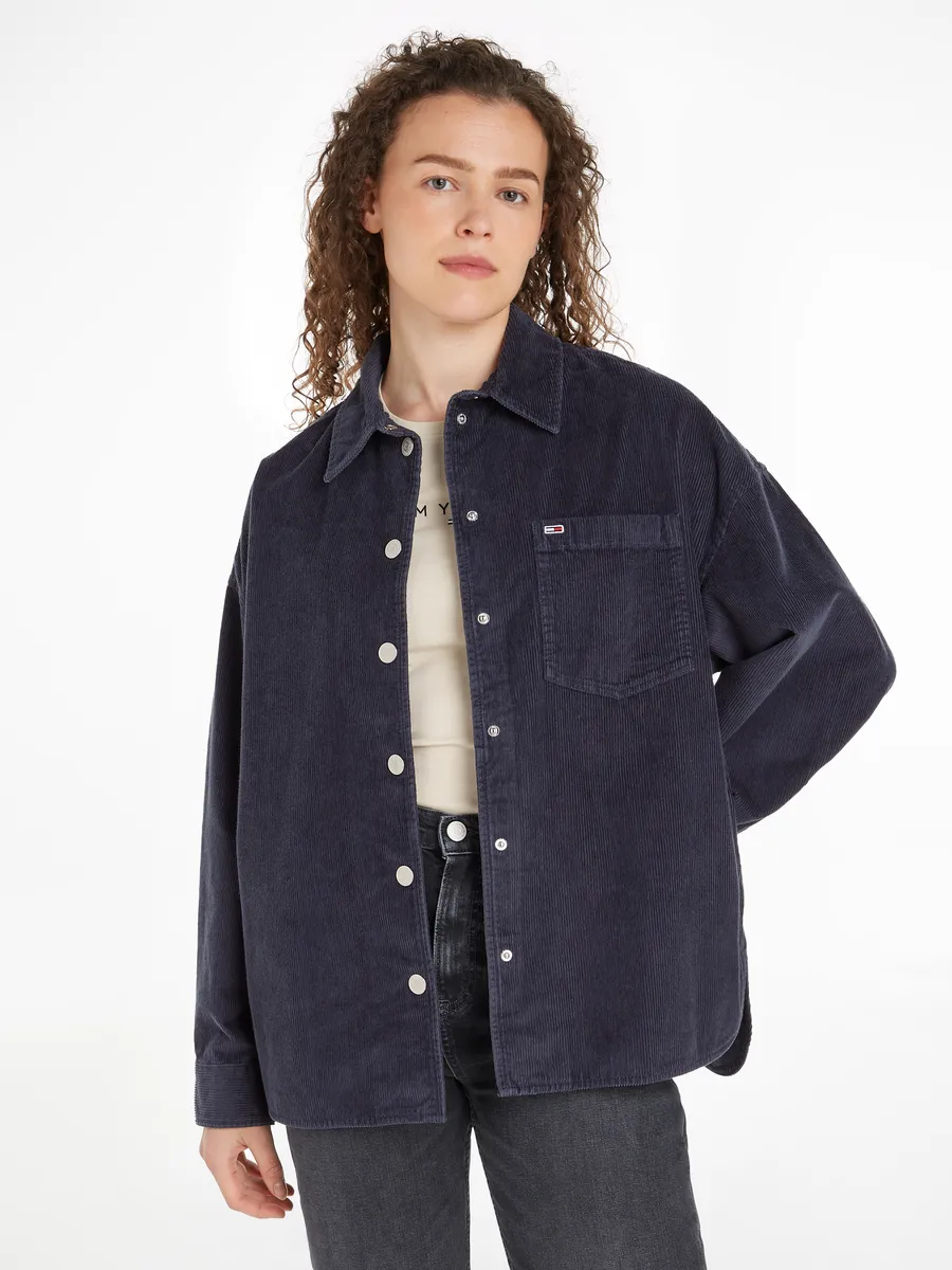 

Блуза-рубашка Tommy Jeans "TJW WASHED CORD OVERSHIRT EXT", из вельвета, модная верхняя рубашка, синий