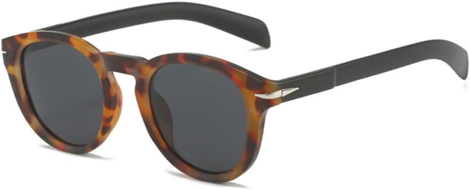 

Мужские солнцезащитные очки в стиле ретро, ​​круглые, 2027 года, защита от УФ-излучения UV400, модные, сине-зеленые, женские солнцезащитные очки с заклепками MTZJH, Leopard Grey