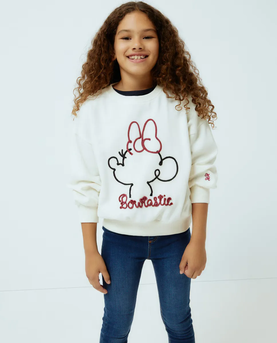 

Толстовка с круглым вырезом для девочек «Минни Маус» Kids El Corte Inglés, цвет Blanco roto