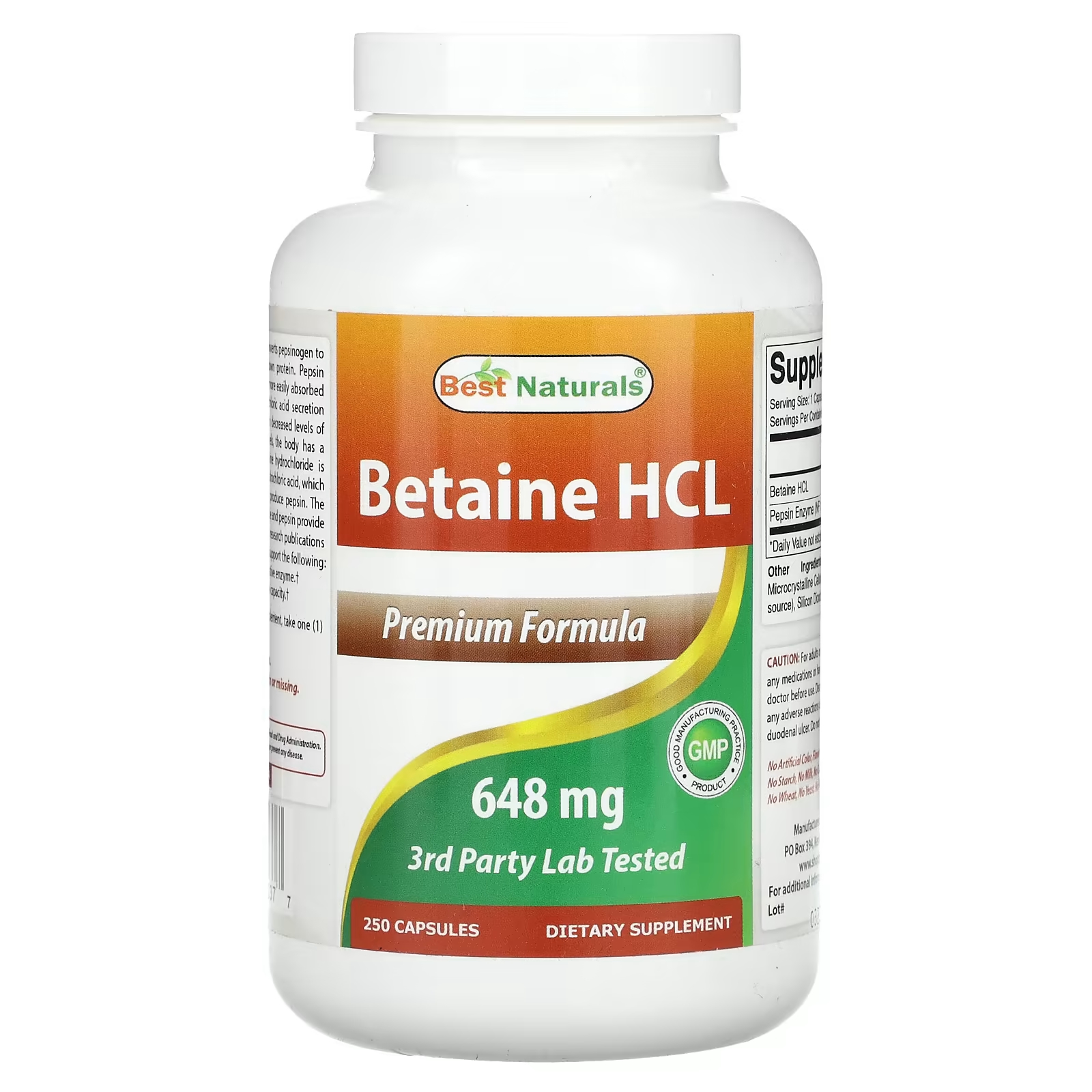 

Добавка Best Naturals Betaine HCl 648 мг