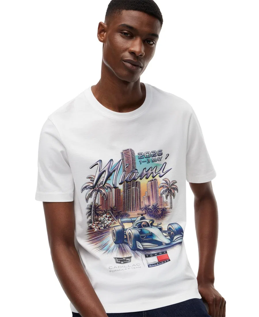 Мужская футболка с графическим принтом Cadillac F1 Miami Tommy Hilfiger, White — фото 3