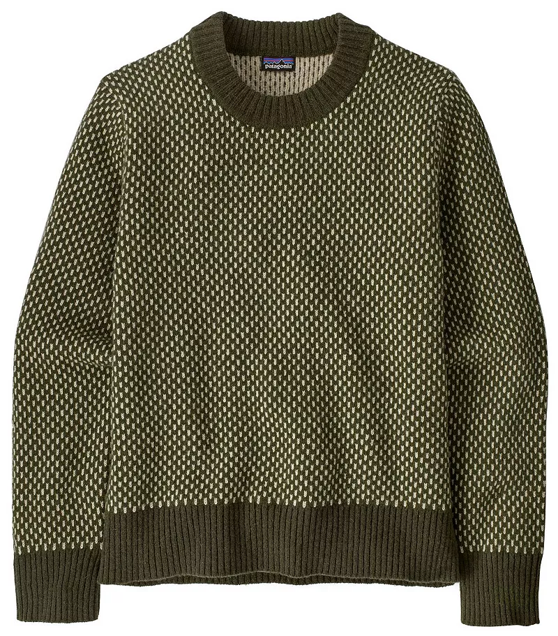 

Женский свитер Patagonia из переработанной шерсти с круглым вырезом, цвет Ridge Pine Needle Green