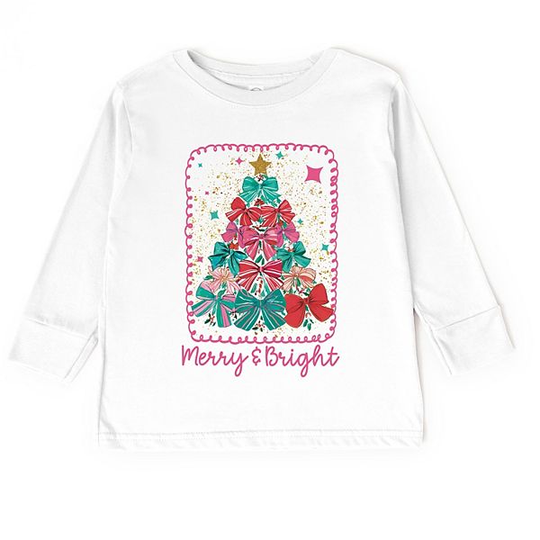 

Футболка с длинным рукавом Merry & bright bow tree для малышей The Juniper Shop, White