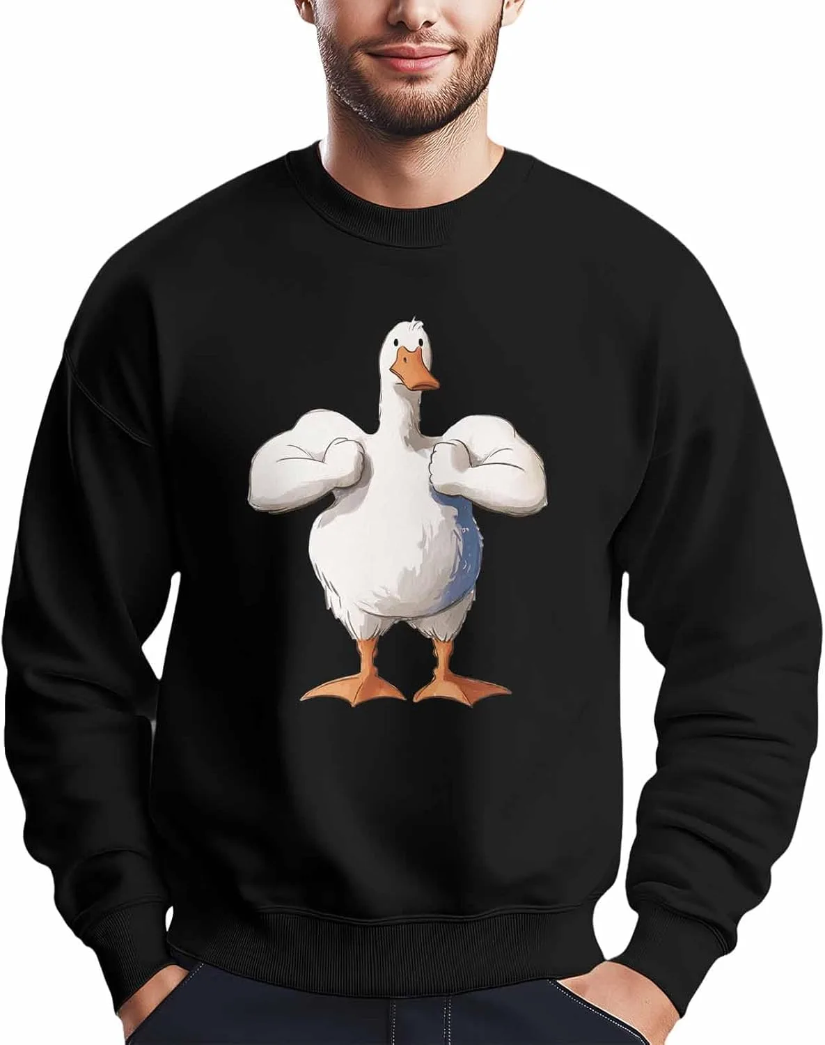 

Мужской свитшот с принтом утки, Crewneck, Long Sleeve Winvebermior