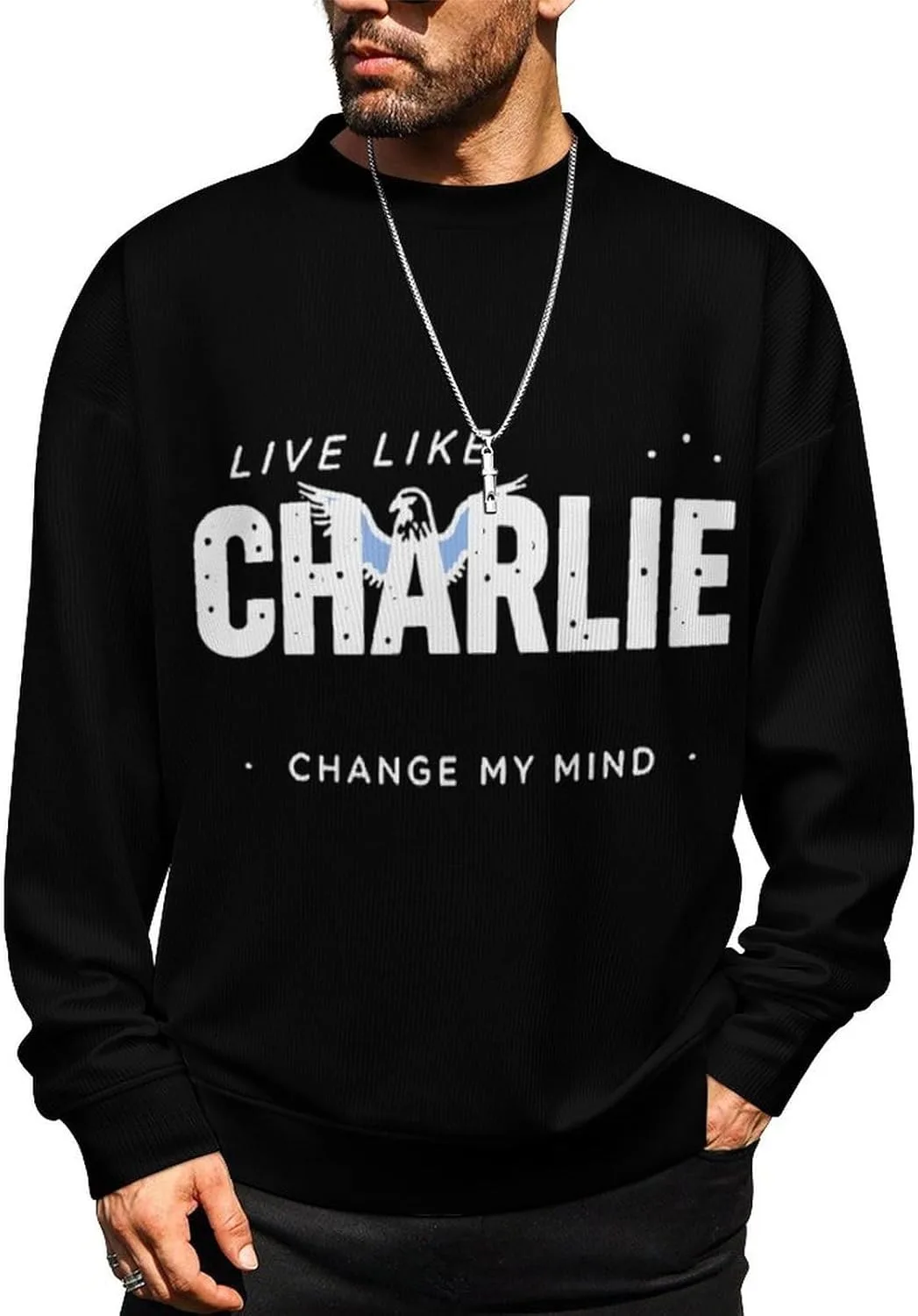 

Свитер Charlie Kirk мужской, свободный крой, длинный рукав CONGIRLBOON