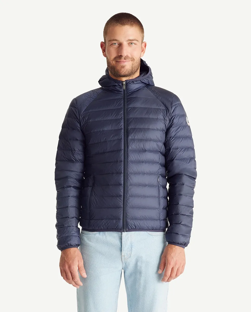 

Легкий мужской пуховик с капюшоном и застежкой-молнией JOTT, синий