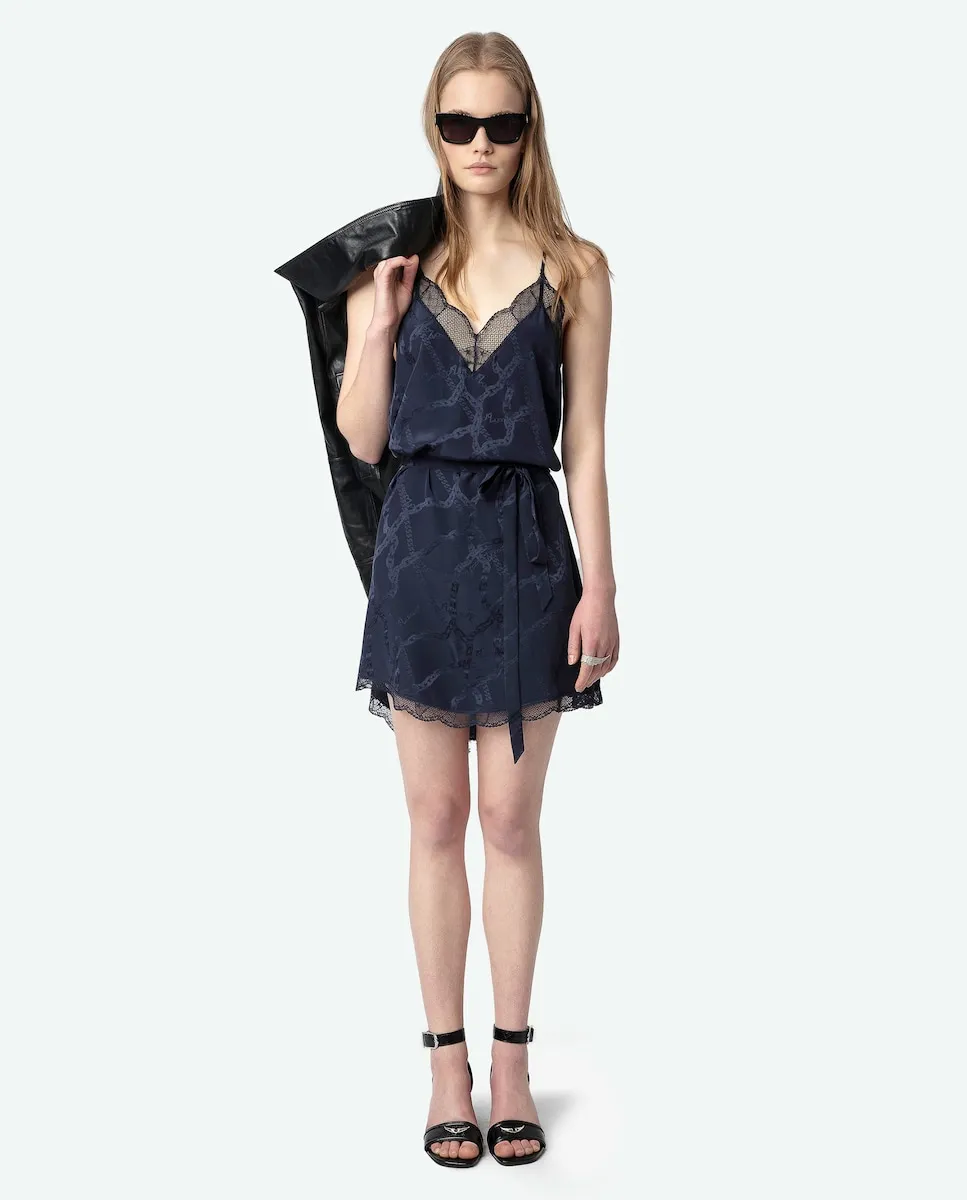 

Короткое платье без рукавов Risty из 100% шелка Zadig & Voltaire, тёмно-синий