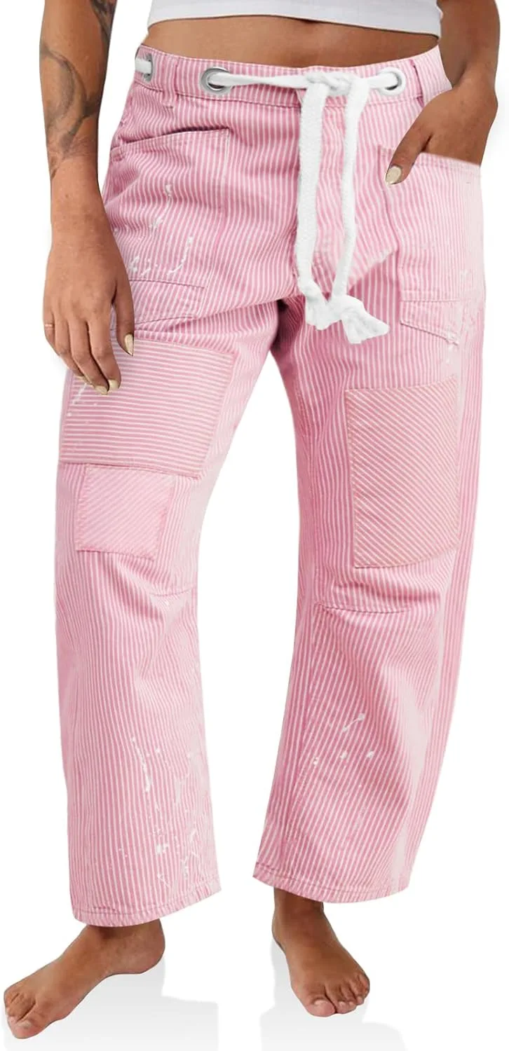 

PLNOTME женские джинсы baggy barrel с лошадиной подковой, широкие, low rise, с карманами