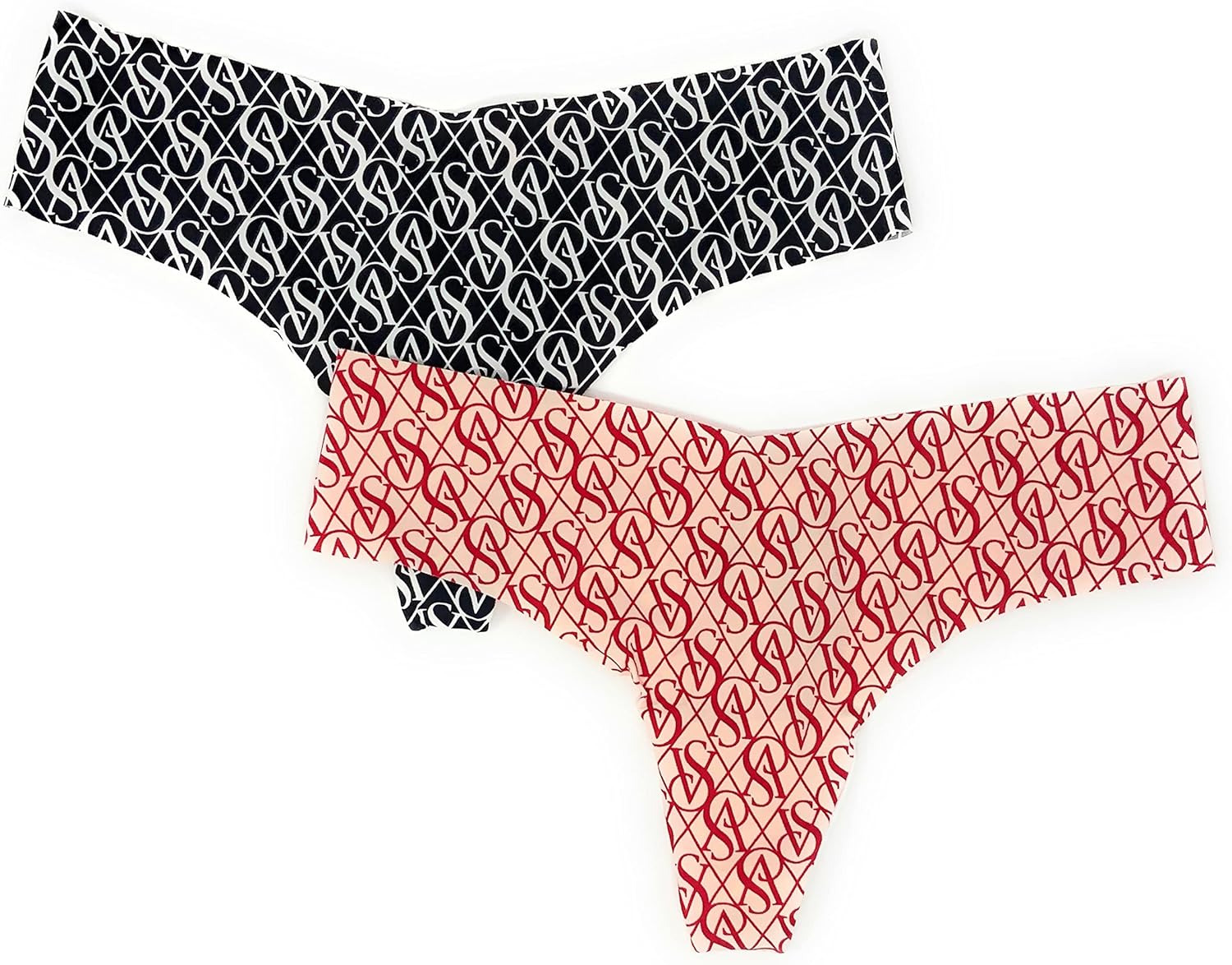 

Трусики-стринги Victoria's Secret No-Show, набор из 2 штук, Black Logos/ Pink Logos