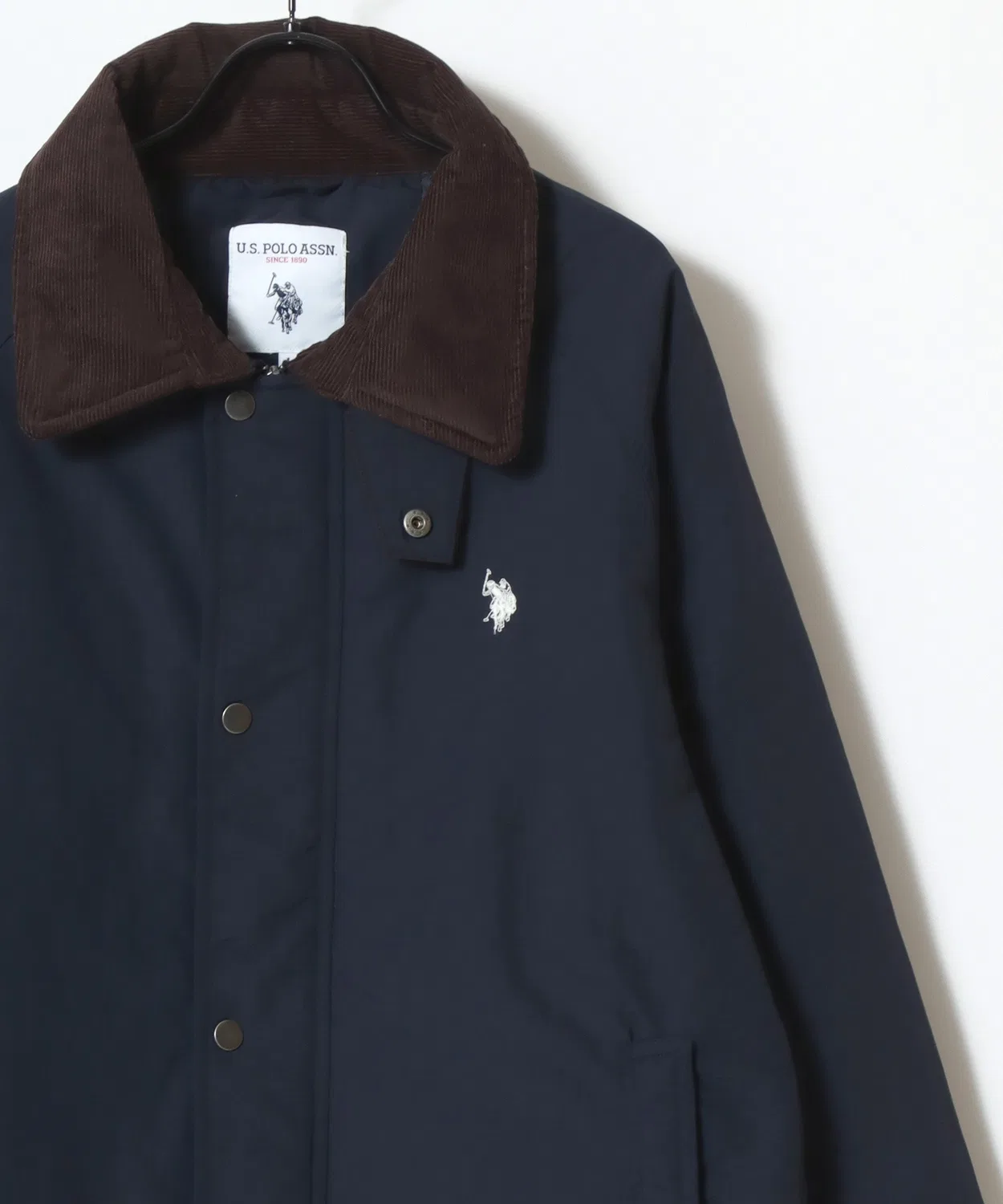 Хантинговая куртка U.S. POLO ASSN. оверсайз из нейлона с воротником из вельвета, цвет хаки — фото 4