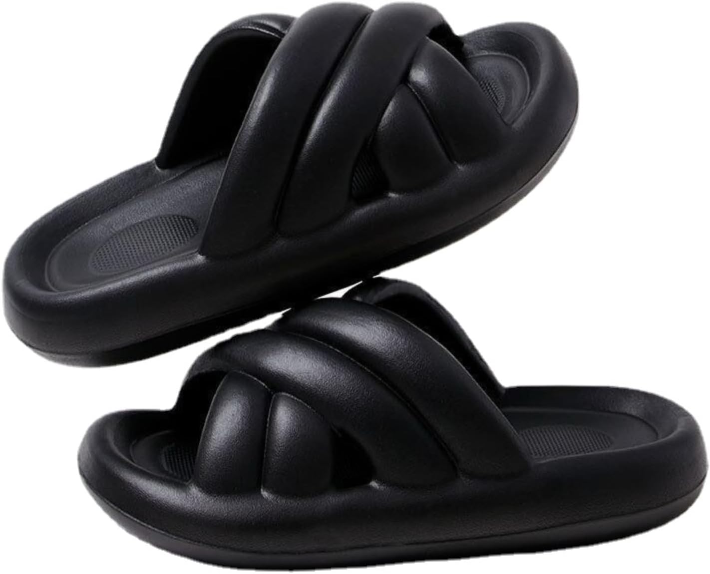 

Тапочки-подушечки для женщин и мужчин, шлепанцы, сандалии для душа, шлепанцы Cloud Slides с толстой подошвой Srdmuph, черный