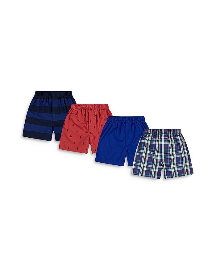 

Тканые боксеры Polo Ralph Lauren для мальчиков Polo Ralph Lauren, набор из 4 шт. — для больших детей, синий