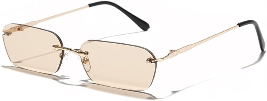 

Солнцезащитные очки без оправы прямоугольной формы для женщин, защита от ультрафиолета UV400, очки для вождения для мужчин, прозрачные, летние аксессуары, маленький размер generic, 4